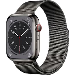 Apple Watch Series 9 (2023) GPS + Cellular 45 mm - Acier inoxydable Graphite - Bracelet milanais Noir