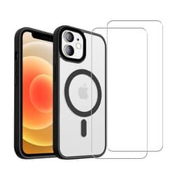 Coque iPhone 12 Mini et 2 écrans de protection - TPU - Transparent et Noir