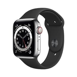 Apple Watch Series 6 (2020) GPS + Cellular 44 mm - Aluminium Argent - Bracelet sport Noir