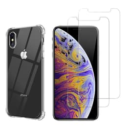 Coque iPhone XS MAX et 2 écrans de protection - TPU - Transparent