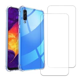 Coque Galaxy A50 et 2 écrans de protection - TPU - Transparent