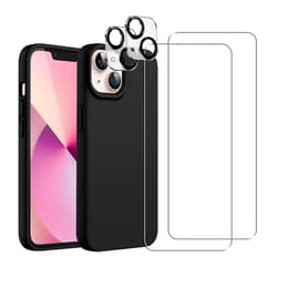 Coque iPhone 13 et 2 écrans de protection - Silicone - Noire