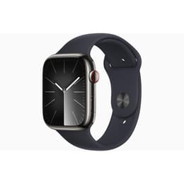 Apple Watch Series 9 (2023) GPS + Cellular 45 mm - Acier inoxydable Graphite - Bracelet sport Noir