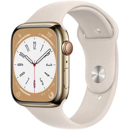 Apple Watch Series 8 (2022) GPS + Cellular 41 mm - Acier inoxydable Or - Bracelet sport Lumière stellaire