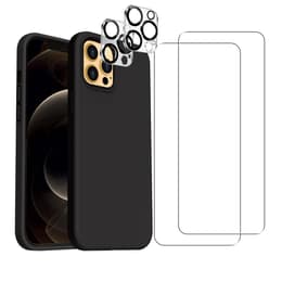 Coque iPhone 12 Pro et 2 écrans de protection - Silicone - Noir