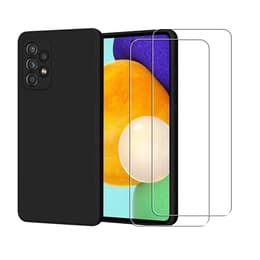 Coque Galaxy A52 et 2 écrans de protection - Silicone - Noir