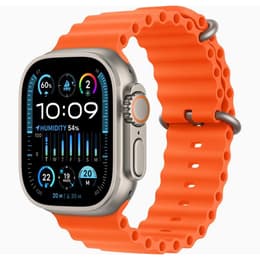 Apple Watch Ultra 2 (2023) GPS + Cellular 49 mm - Titane Titane naturel - Bracelet Océan Orange