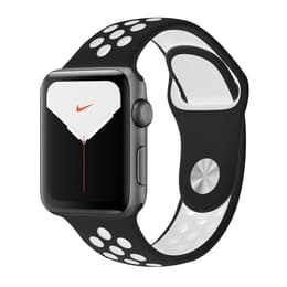 Apple Watch Series 5 (2019) GPS 44 mm - Aluminium Gris sidéral - Bracelet sport Nike Noir/Blanc